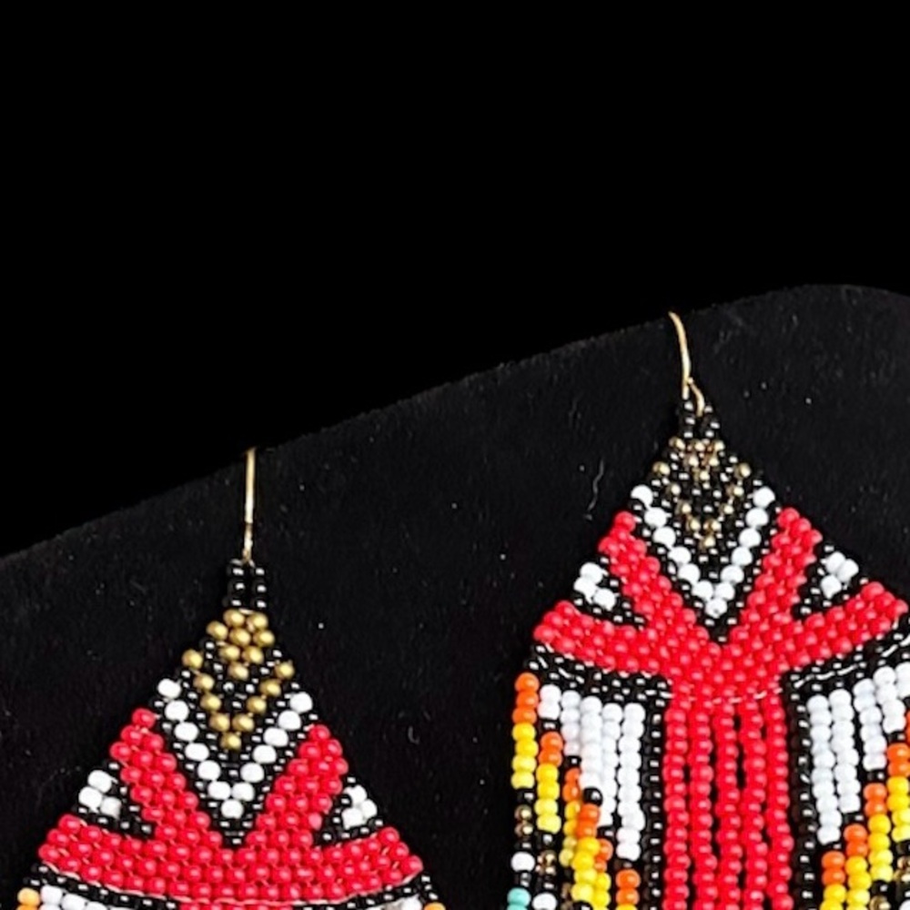 New! Colorful Seed Beaded Dangle Earrings - Picture 3 of 3